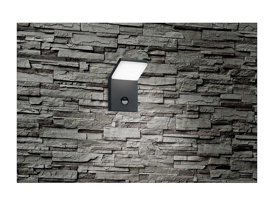 Buiten LED Wandlamp met Sensor IP54 8W - Trio - Parel Wit Antraciet