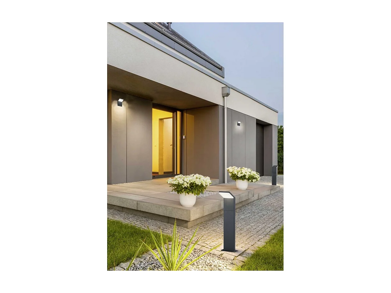 Buiten LED Wandlamp met Sensor IP54 8W - Trio - Parel Wit Antraciet