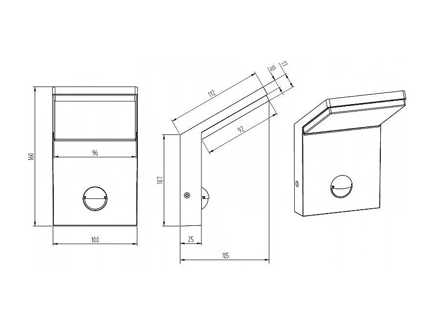 Applique LED, alluminio, antracite, 10x16x10,5 cm, Pearl