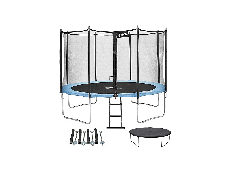 Kangui - Trampoline de jardin 426 cm + filet de sécurité + échelle + bâche de protection + kit d'ancrage | Normes EU | Montage facile