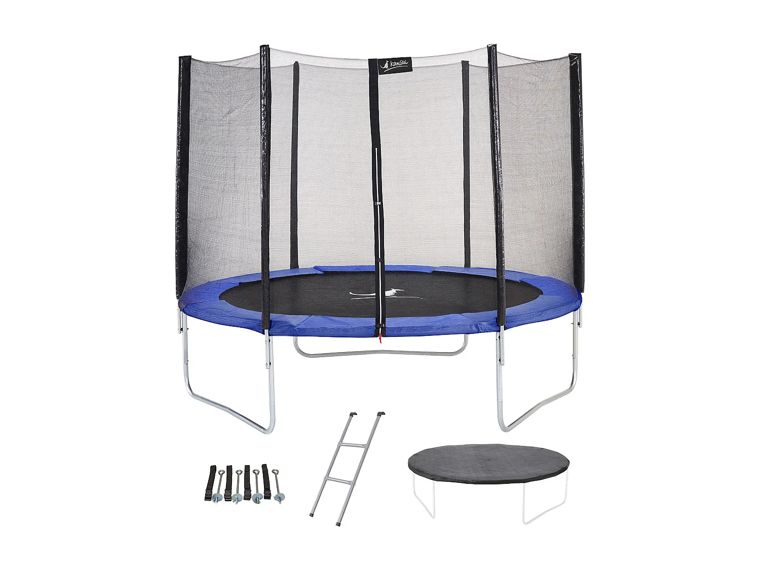 Trampoline rond Bleu Ø250cm avec filet, échelle ,bâche et kit ancrage