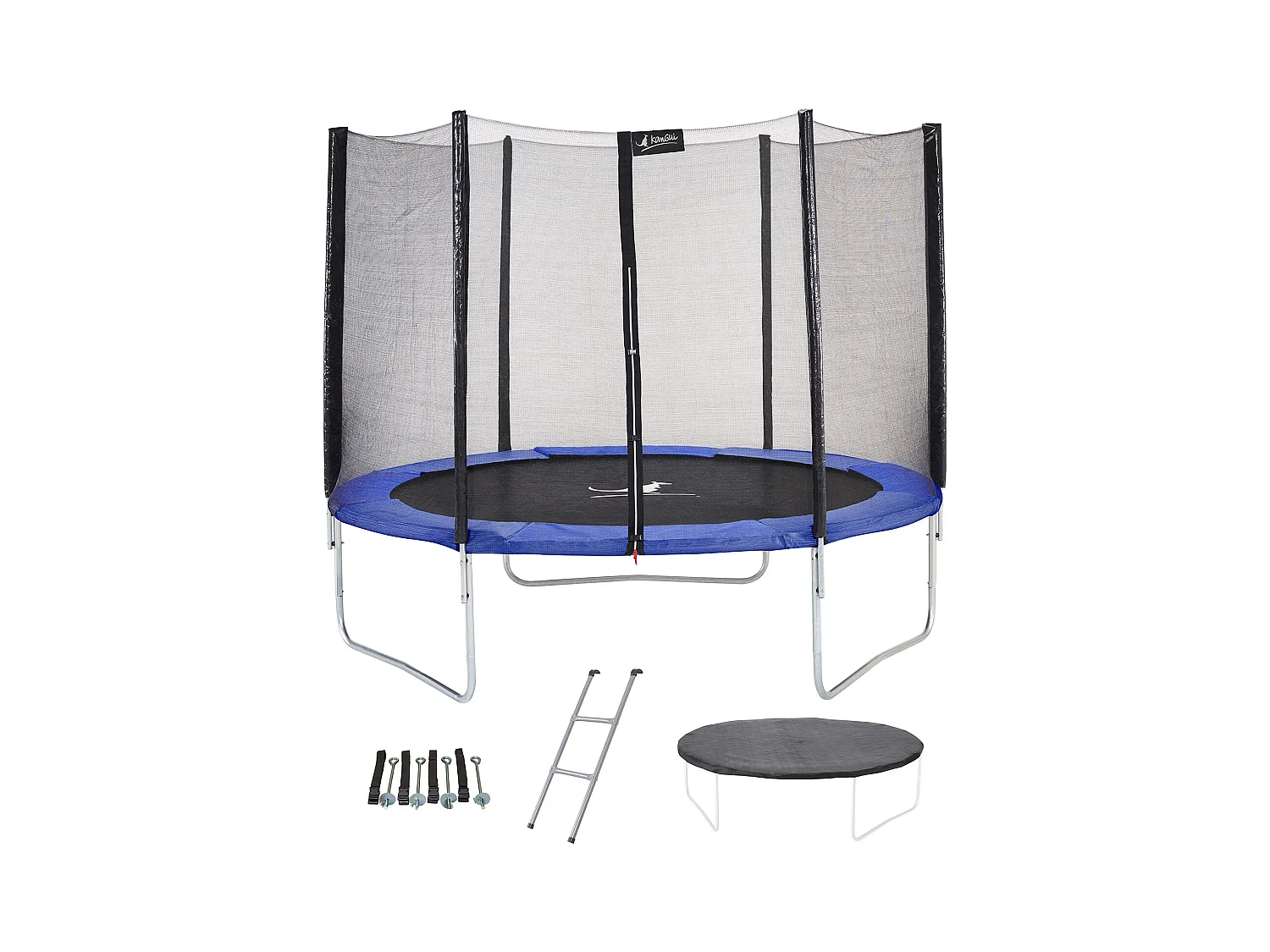 Trampoline rond Bleu Ø250cm avec filet, échelle ,bâche et kit ancrage
