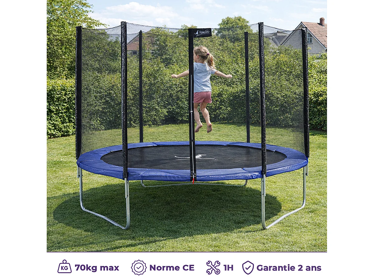 Trampoline rond Bleu Ø250cm avec filet de protection