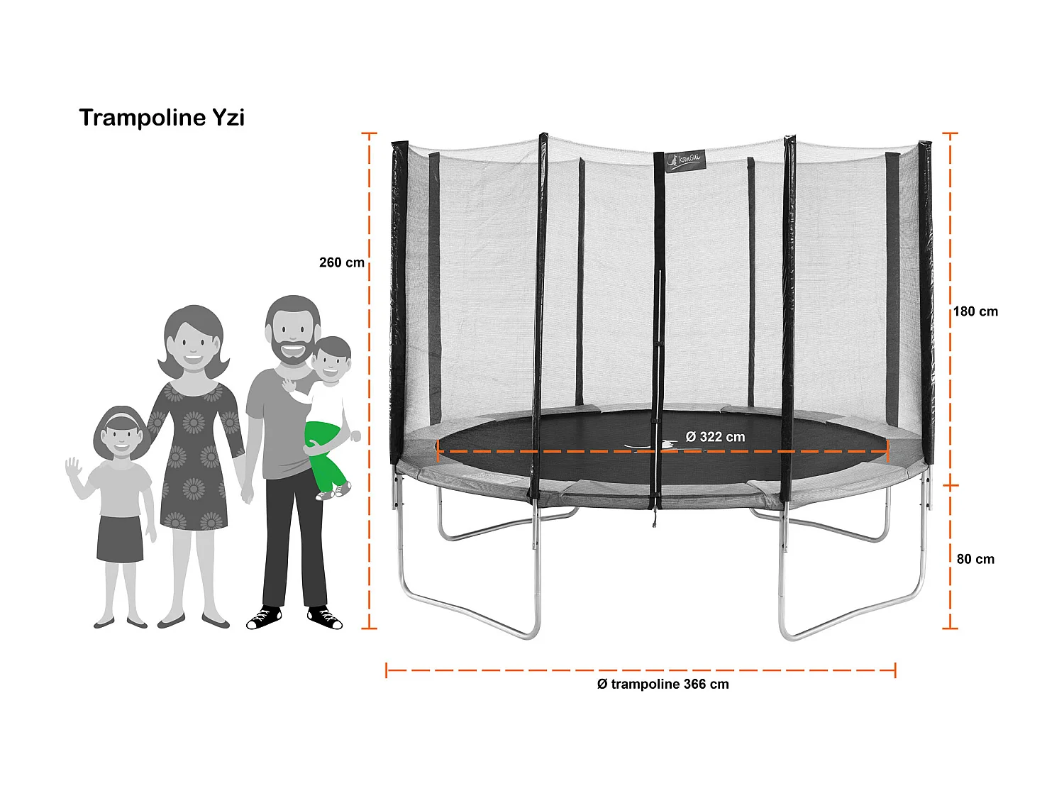 Trampoline rond Bleu Ø360cm avec filet de protection