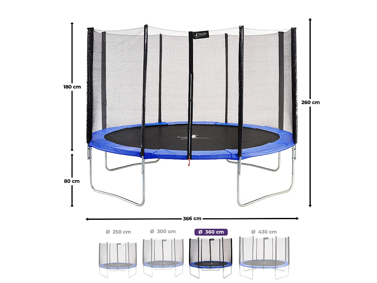 Trampoline rond Bleu Ø360cm avec filet de protection