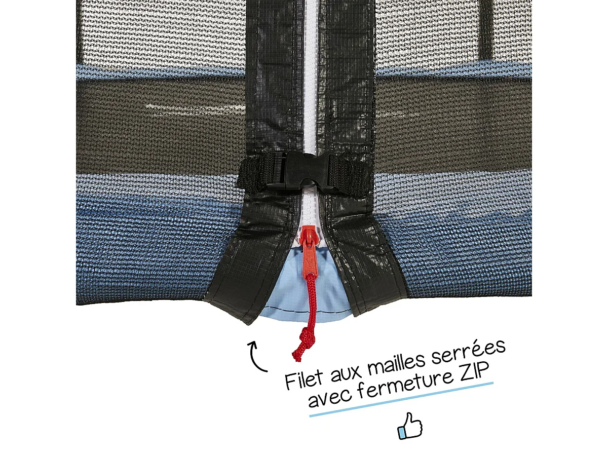 Kangui - Trampoline de jardin 250 cm + filet de sécurité + échelle + bâche de protection + kit d'ancrage | Normes EU | Montage facile