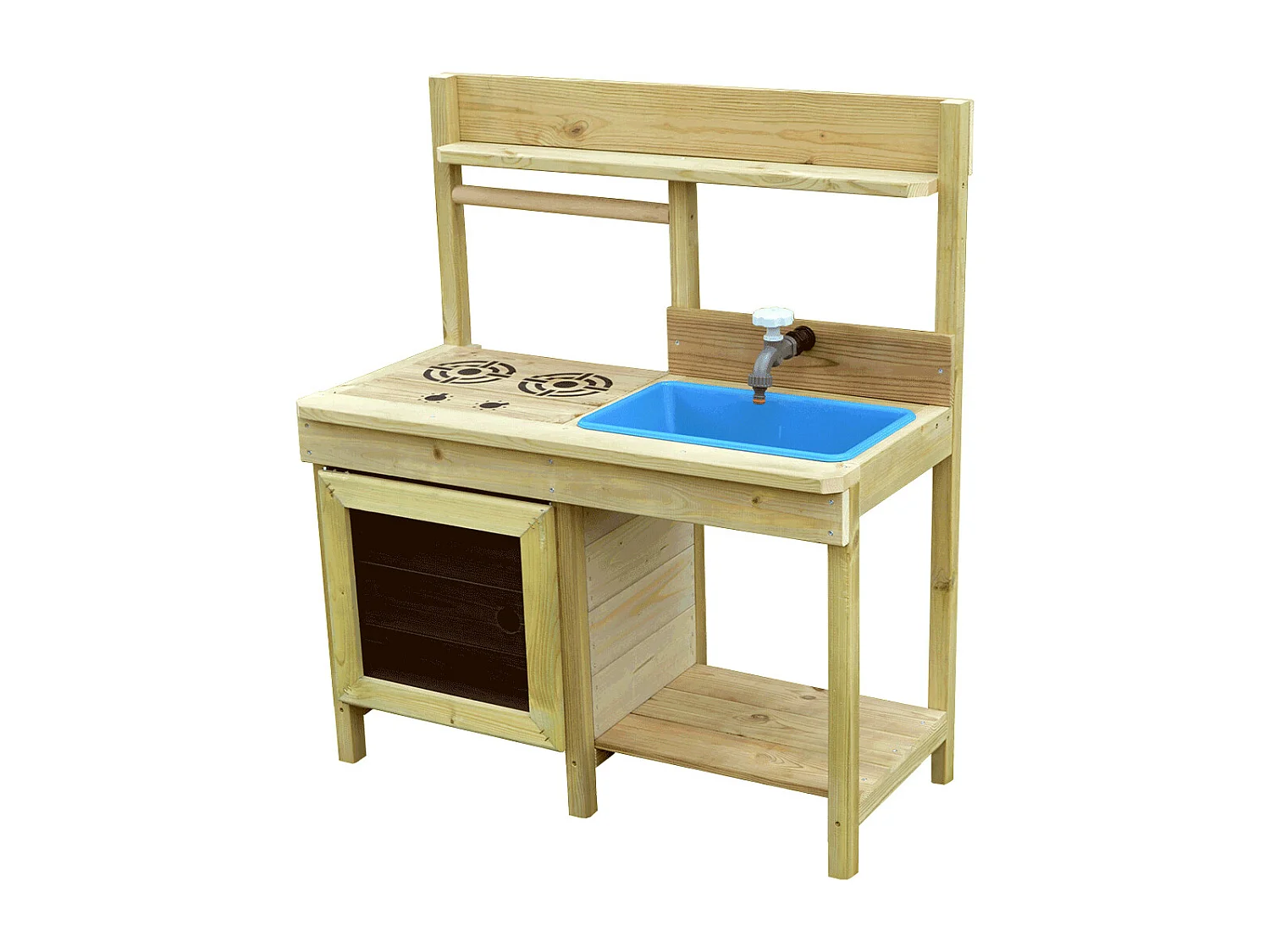 KANGUI - Cuisine extérieure bois FSC, bac à eau, robinet, évier pour jeux aux jardin