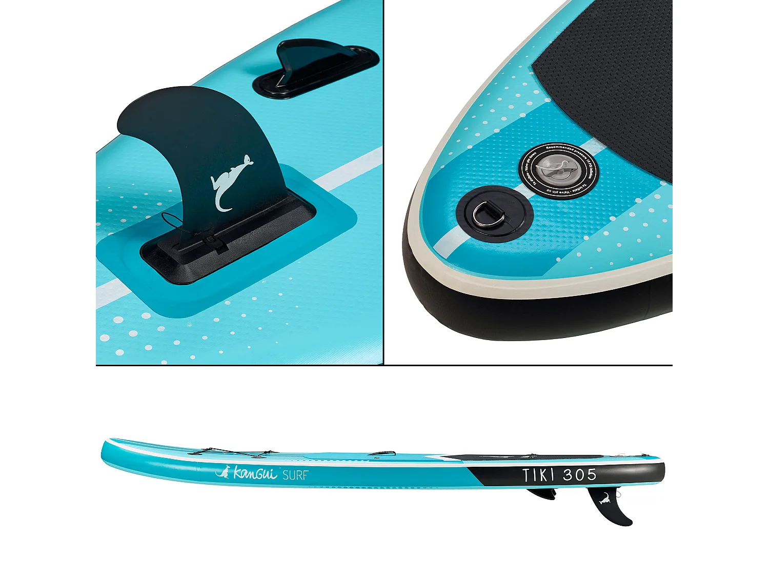 Kangui - Stand up Paddle 305cm SUP gonflable + pagaie + sac à dos + pompe haute pression + leash + kit de réparation - TIKI