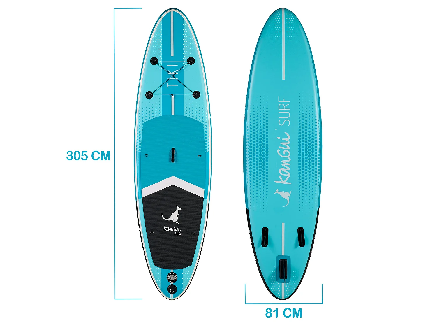 KANGUI Stand Up Paddle Gonflable 305 cm (10') - SUP avec pagaie réglable, sac à dos, pompe haute pression, leash et kit de réparation - TIKI