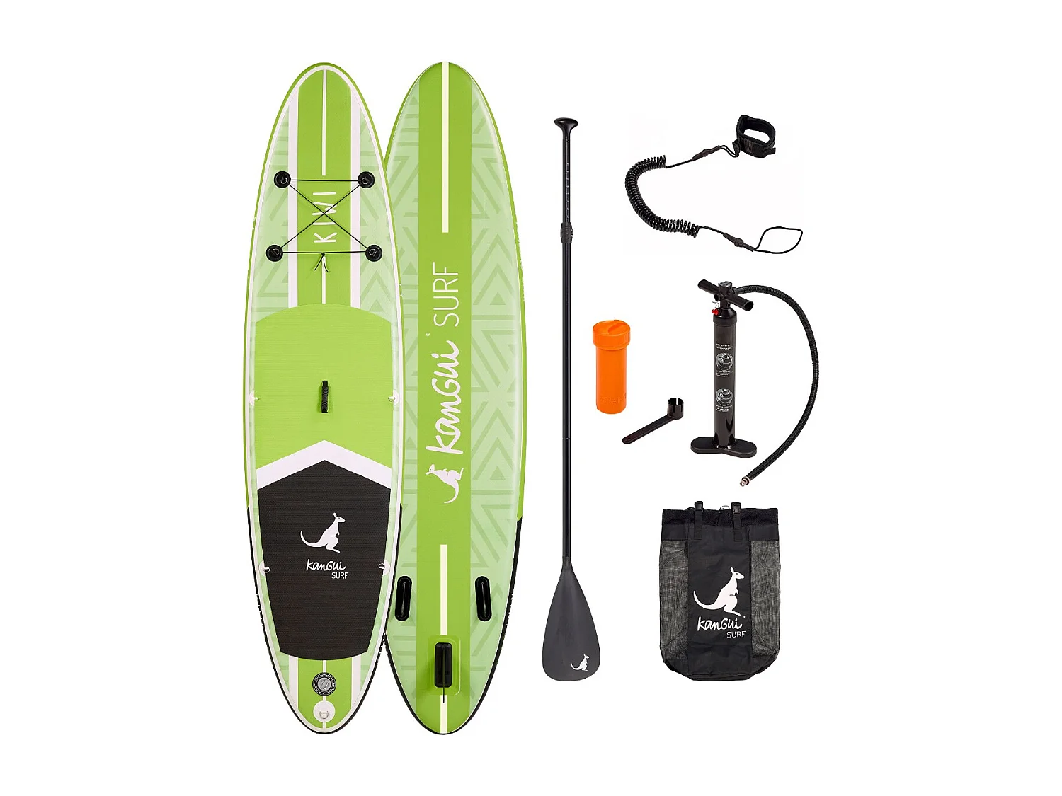 Kangui - Stand up Paddle 320cm SUP gonflable + pagaie + sac à dos + pompe haute pression + leash + kit de réparation- KIWI