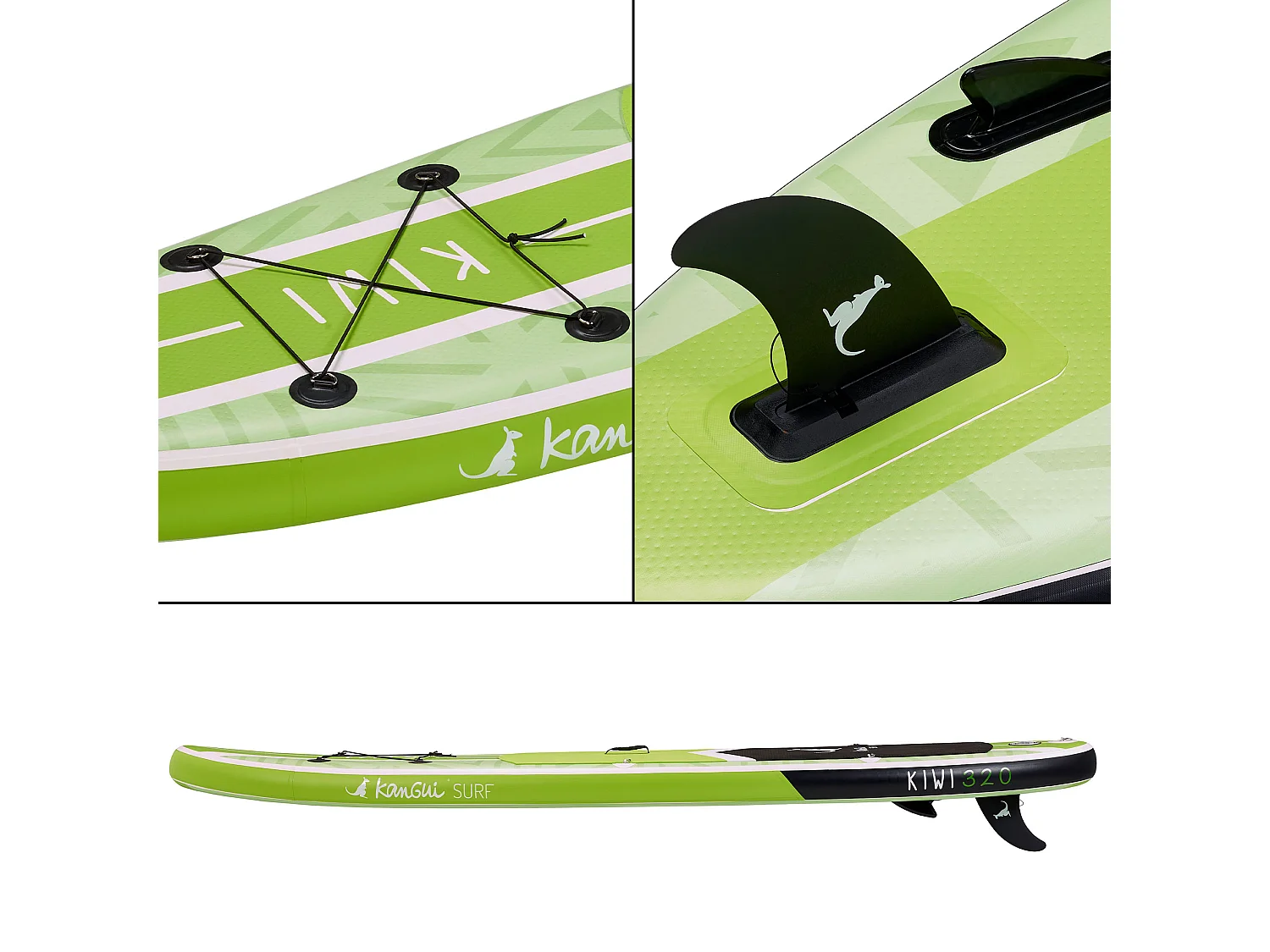 Kangui - Stand up Paddle 320cm SUP gonflable + pagaie + sac à dos + pompe haute pression + leash + kit de réparation- KIWI