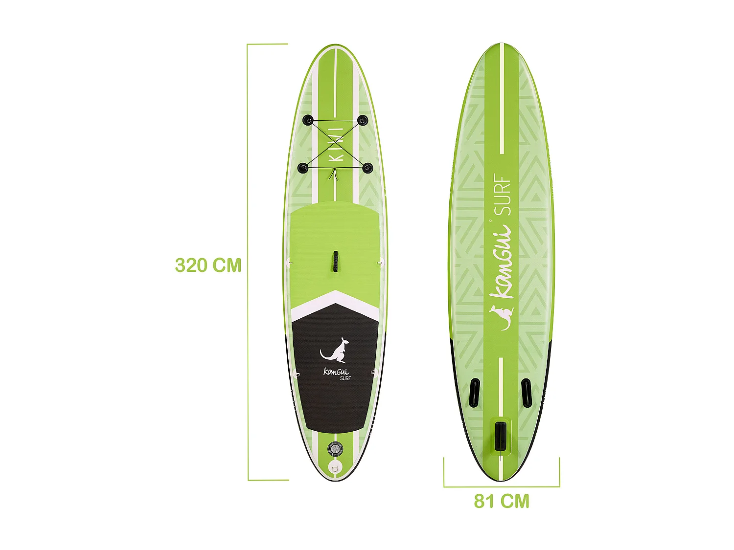 Kangui - Stand up Paddle 320cm SUP gonflable + pagaie + sac à dos + pompe haute pression + leash + kit de réparation- KIWI