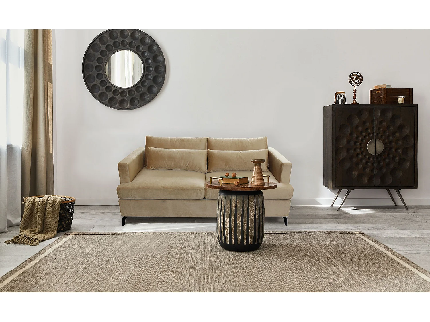 Canapé convertible express 2 places Capone Velours Taupe clair