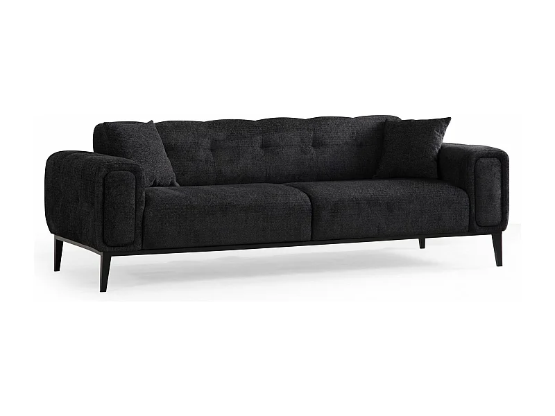 Canapé moderne convertible 3 places Marito Tissu Noir