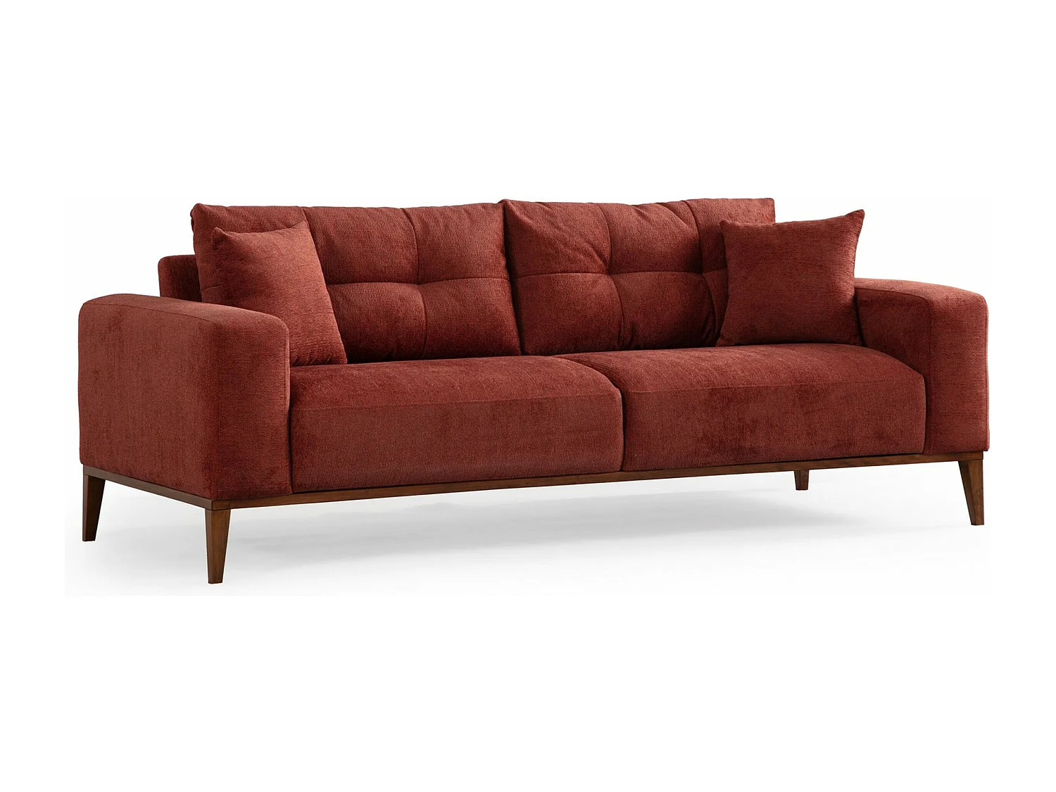 Canapé moderne 3 places convertible Detliso Tissu Rouge Brique