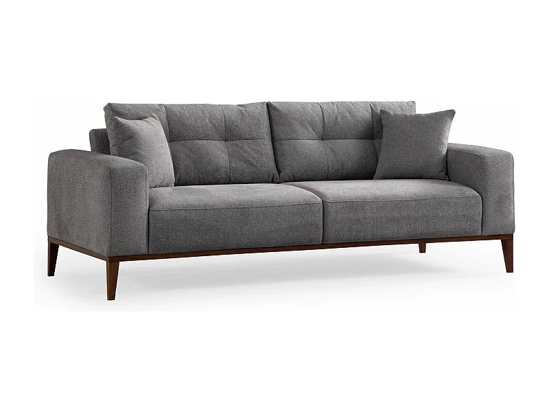 Canapé moderne 3 places convertible Detliso Tissu Gris clair