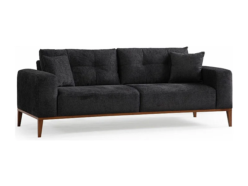 Canapé moderne 3 places convertible Detliso Tissu Anthracite
