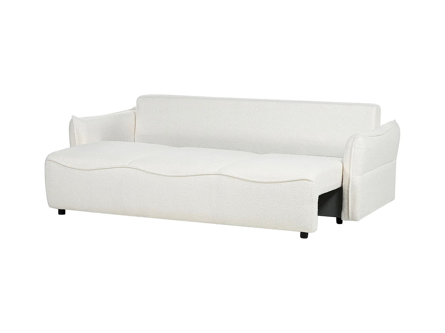 Canapé-lit 3 places KRAMA Bouclé Blanc avec rangement