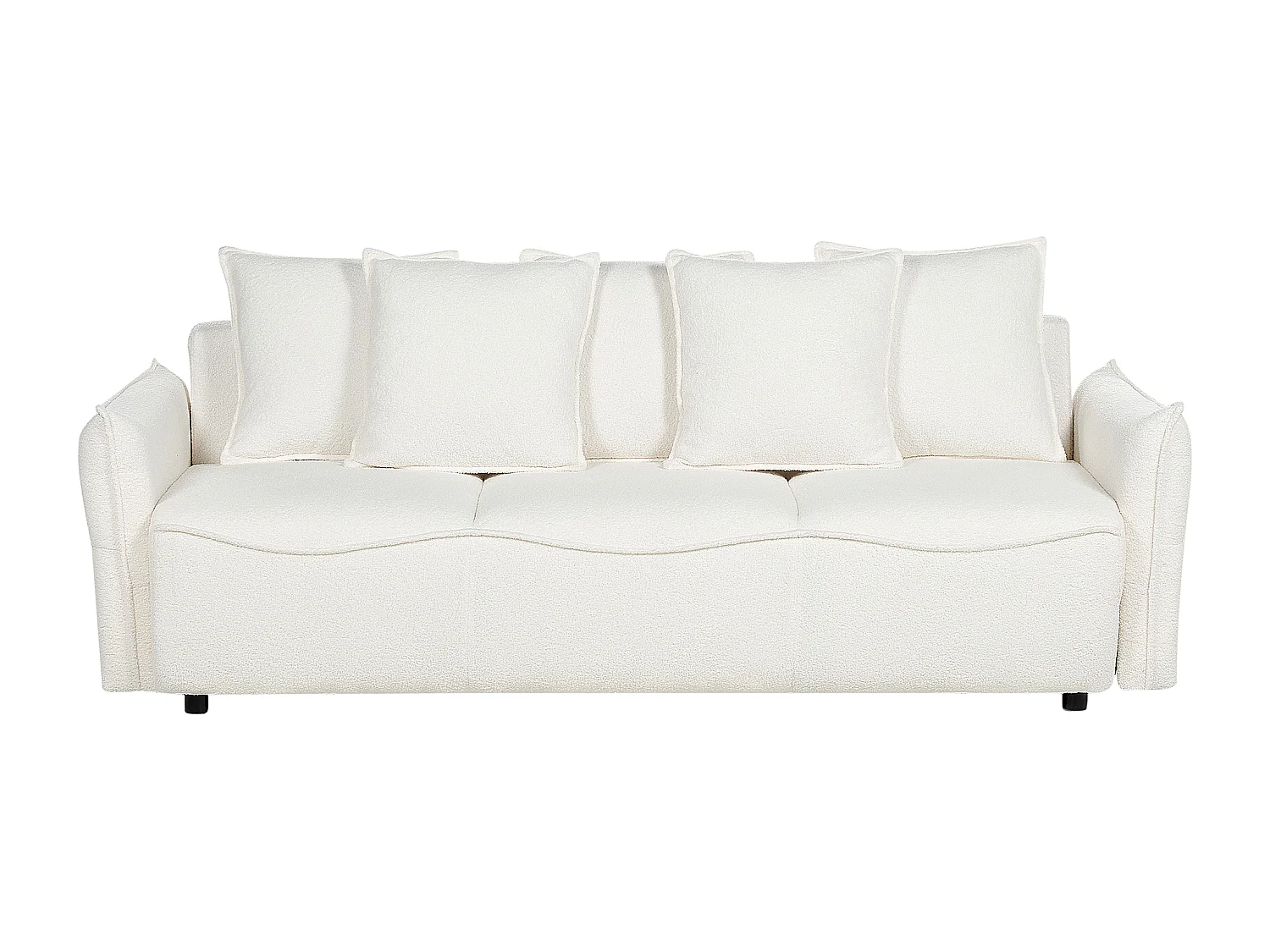Sofa rozkładana KRAMA Boucle Biały ze schowkiem dla 3 osób