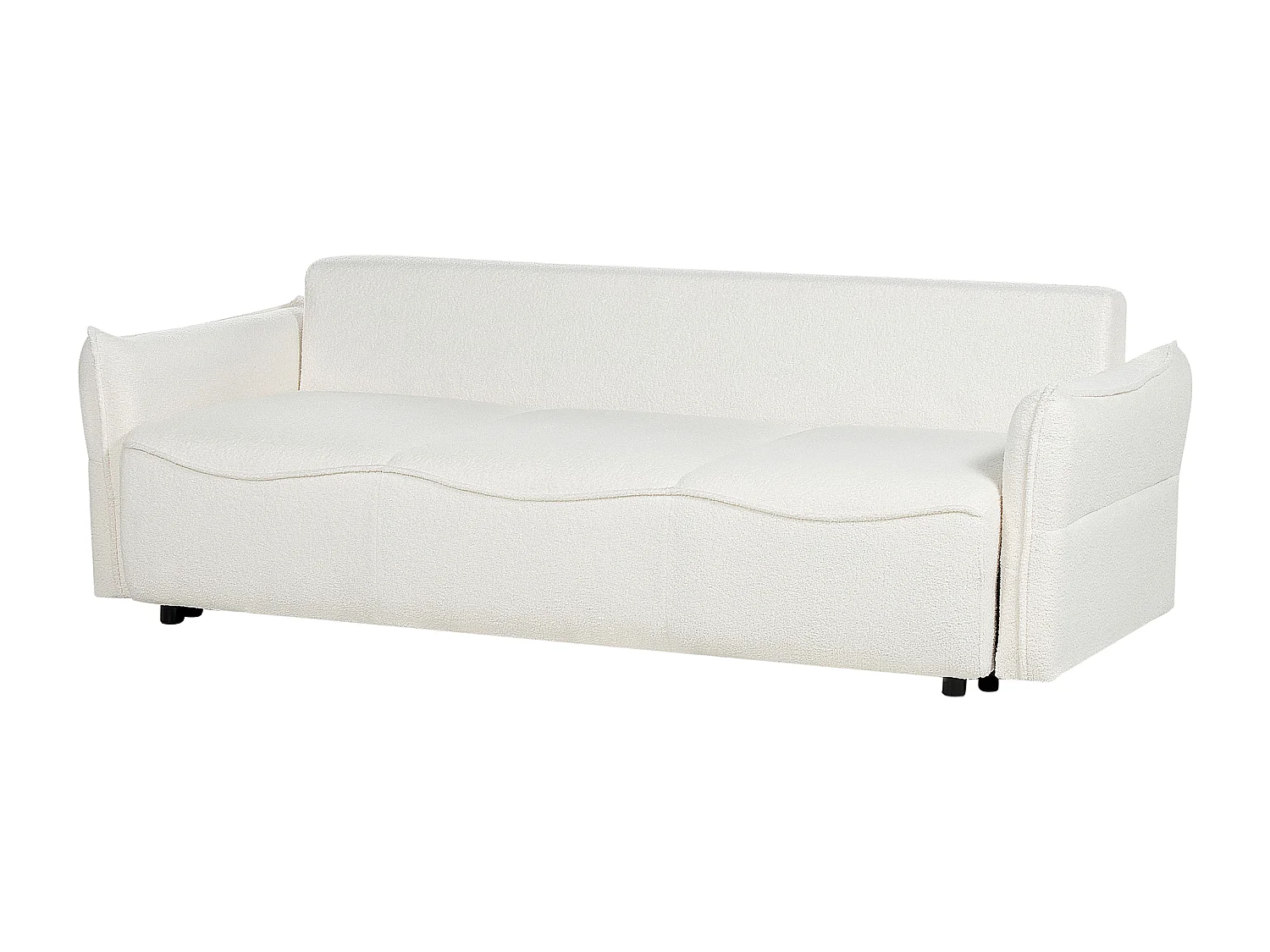 Sofa rozkładana KRAMA Boucle Biały ze schowkiem dla 3 osób