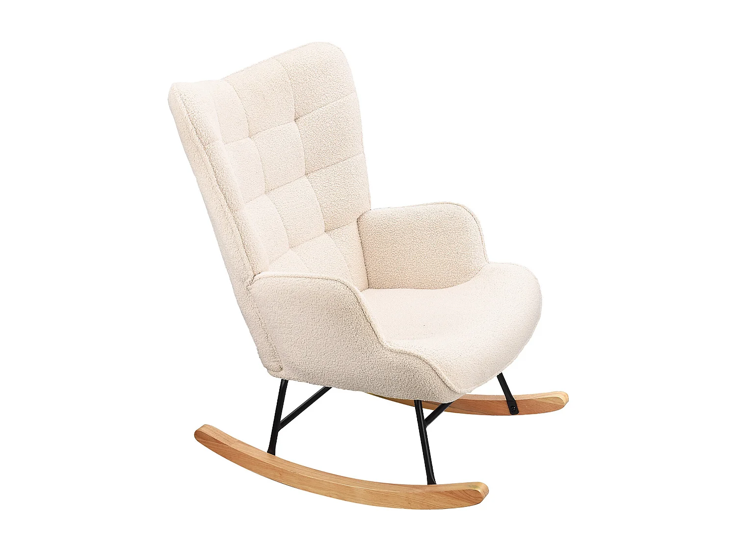 Fauteuil à bascule - Fauteuil de salon pour chambre à coucher - Charge maximale 120 kg - Polyester - Beige - 68 x 75 x 92 cm