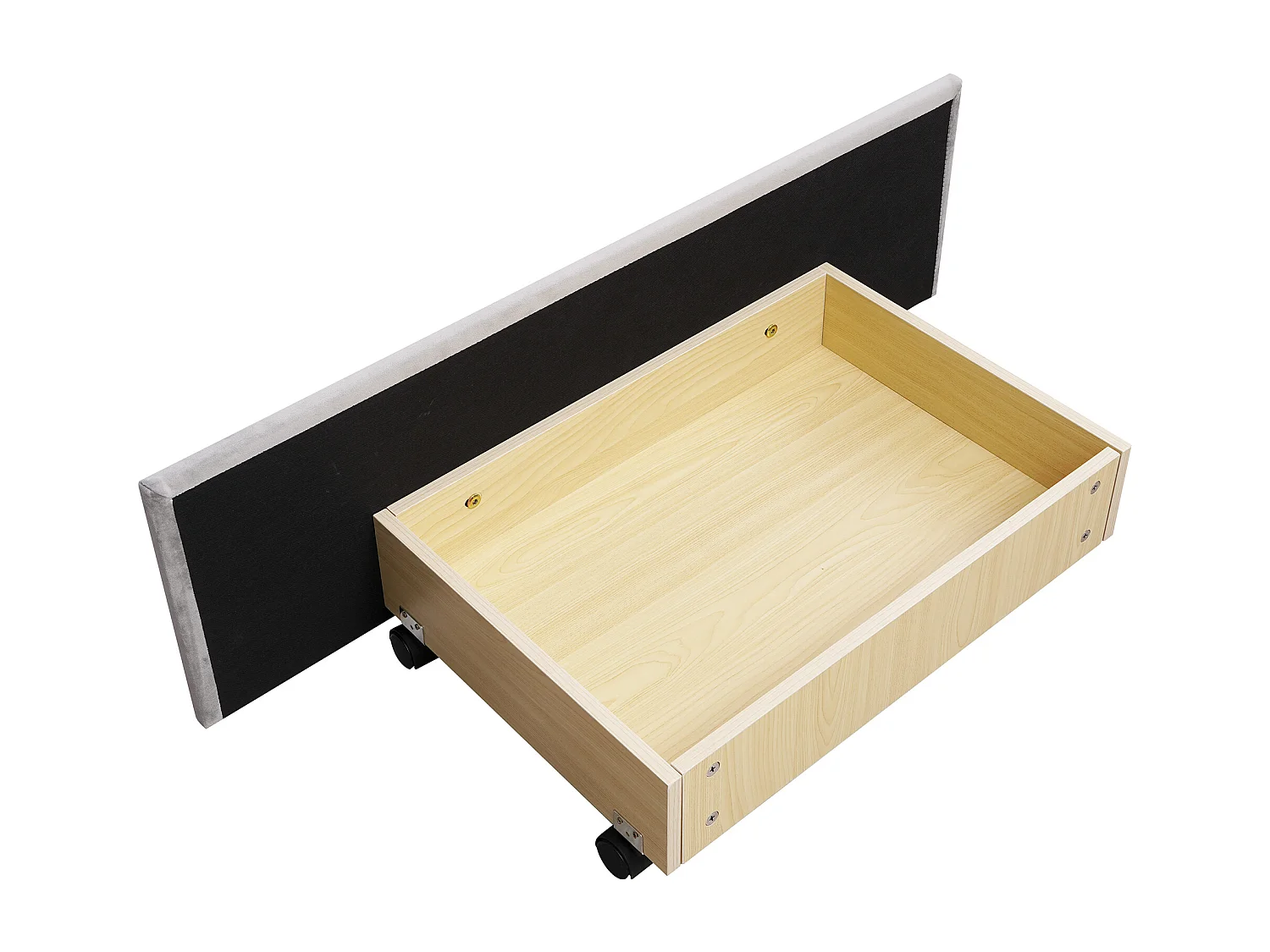 Lit capitonné 140x200 cm - Lit enfant 4 tiroirs - Lit double - Gris - Tissu velours