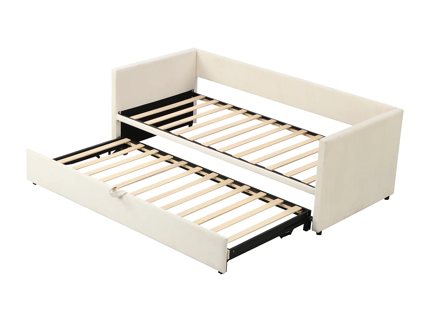 Letto estraibile 90/18x200 cm - Divano letto con rete a doghe - Tessuto velluto - Beige