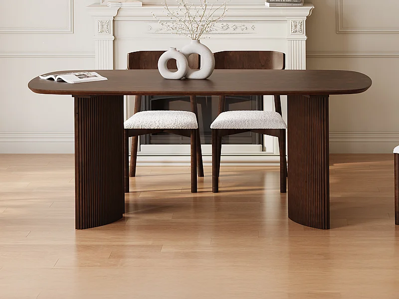 Table à manger 8 personnes en bois d'acacia - Naturel foncé - TAMENIA de Maison Céphy