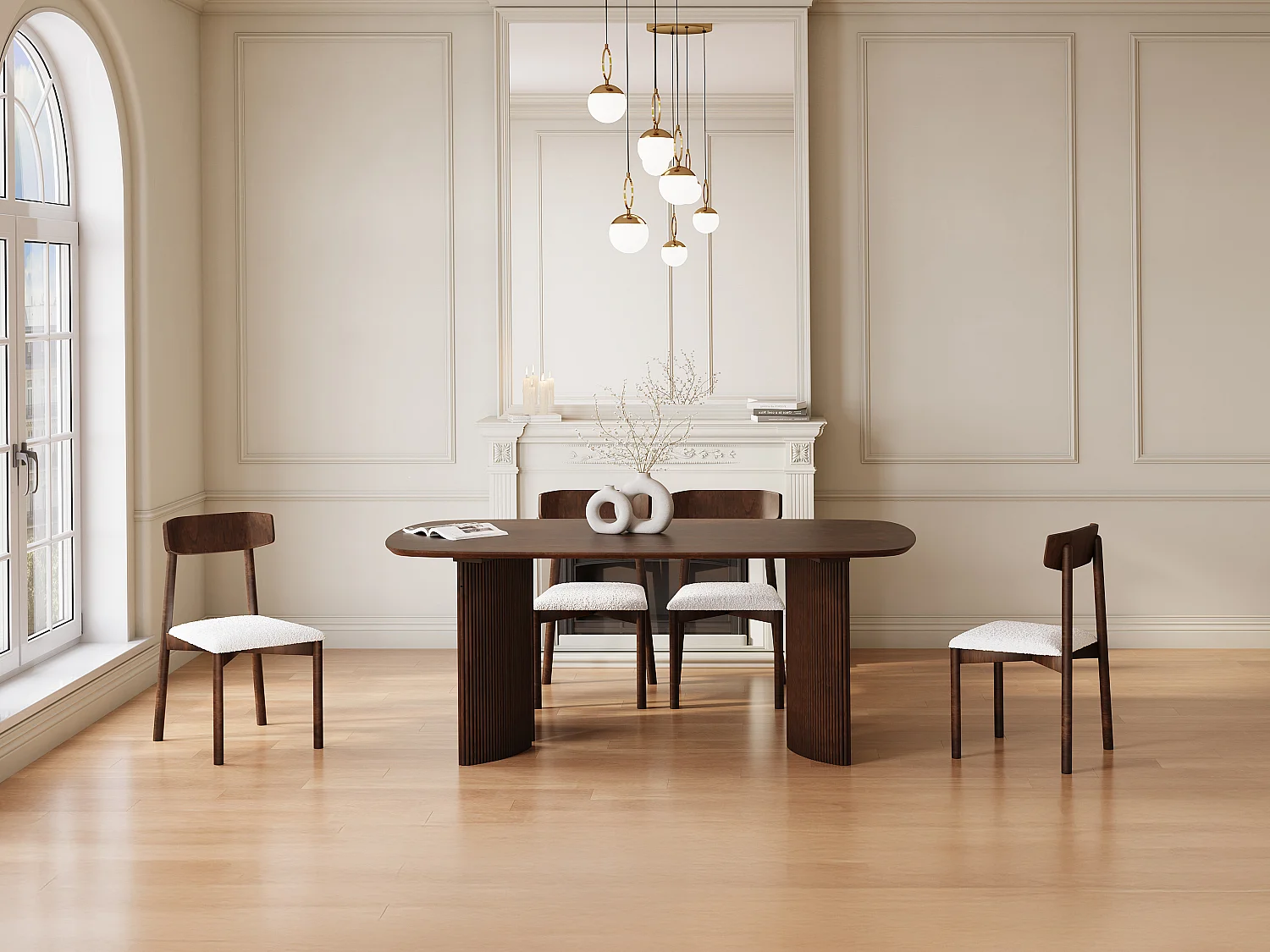 Table à manger 8 personnes en bois d'acacia - Naturel foncé - TAMENIA de Maison Céphy