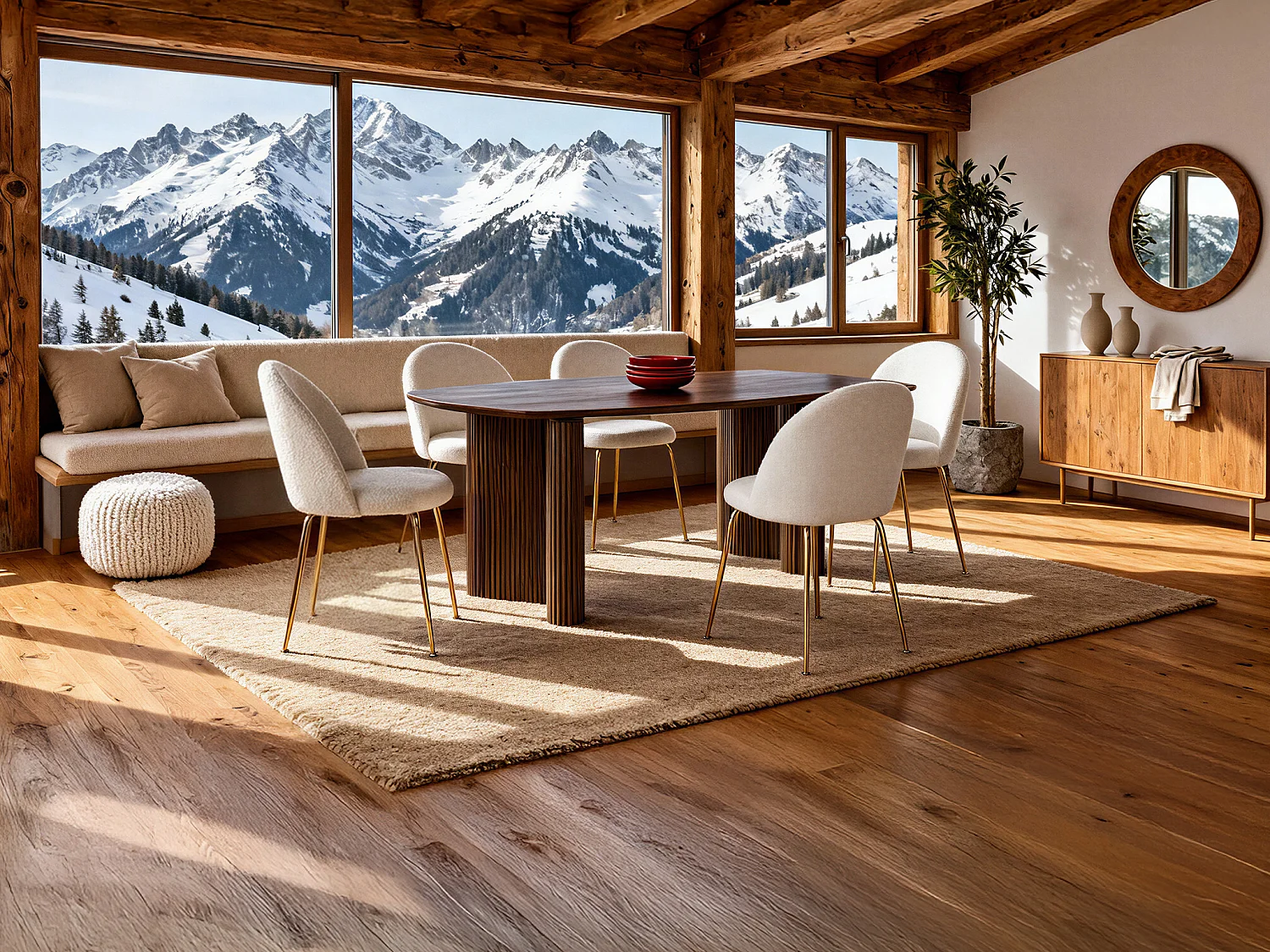 Table à manger 8 personnes en bois d'acacia - Naturel foncé - TAMENIA de Maison Céphy