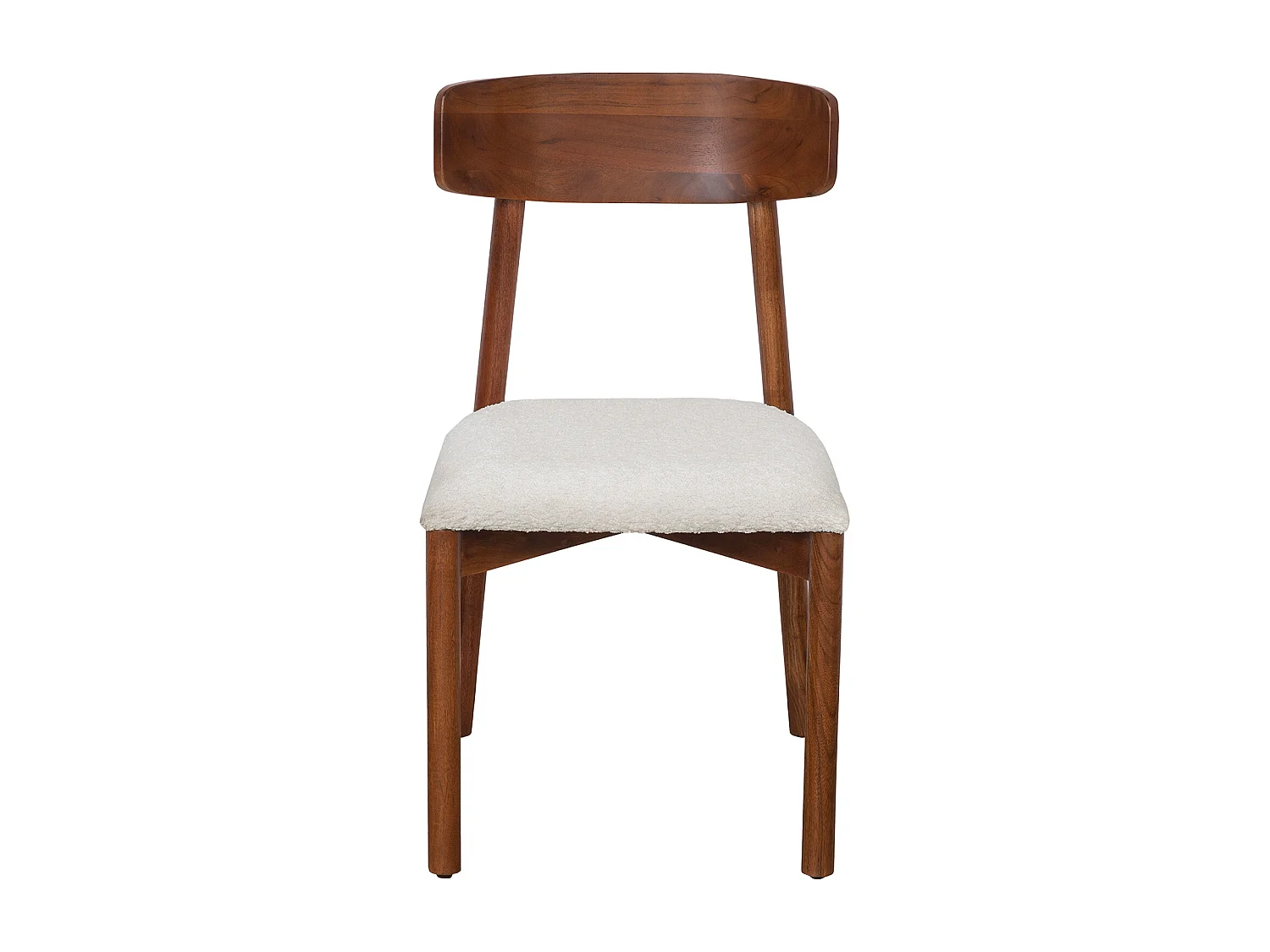 Stuhl 2er-Set - Bouclé-Stoff & Akazienholz - Weiß - TAMENIA von Maison Céphy