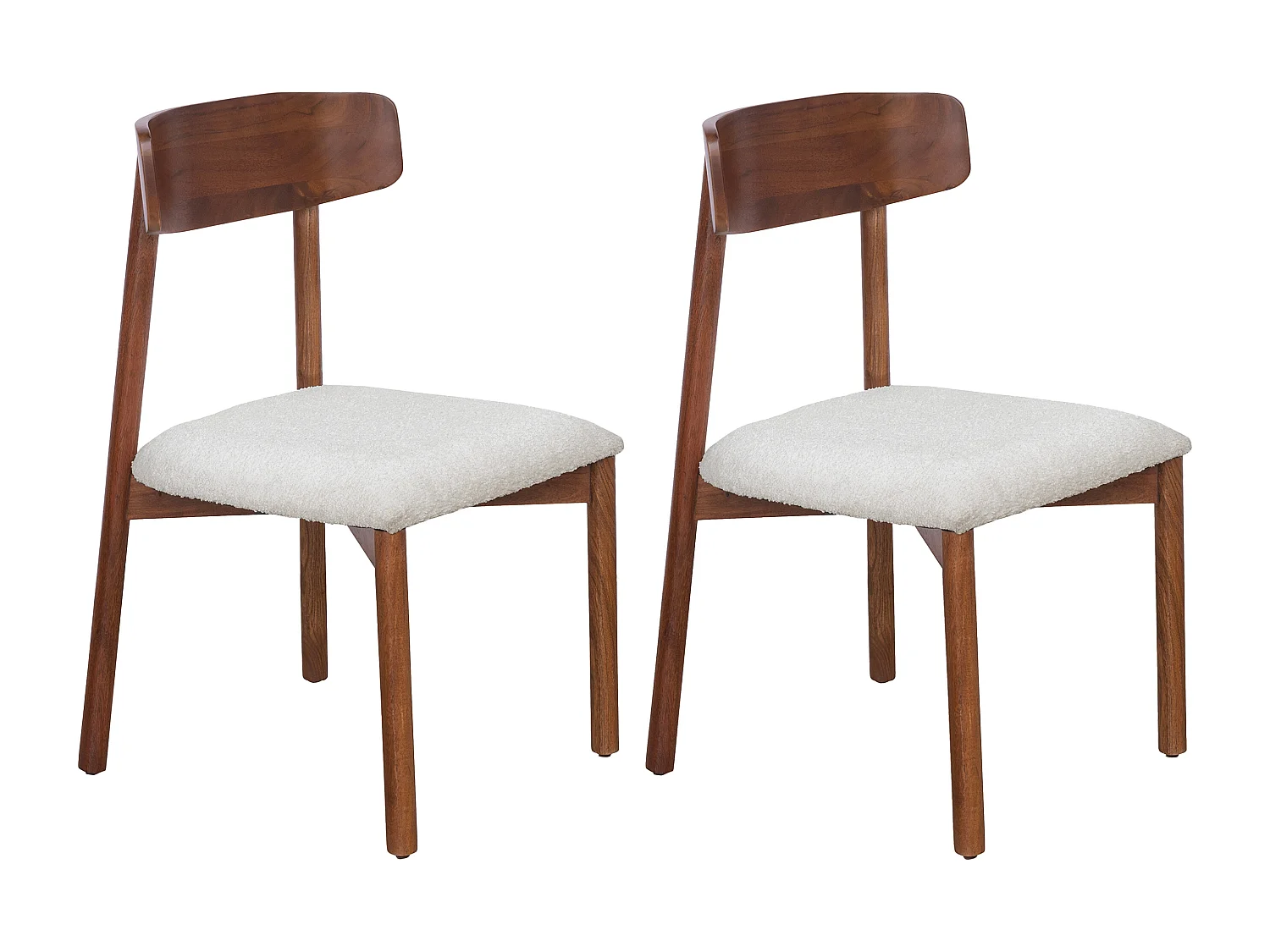 Stuhl 2er-Set - Bouclé-Stoff & Akazienholz - Weiß - TAMENIA von Maison Céphy