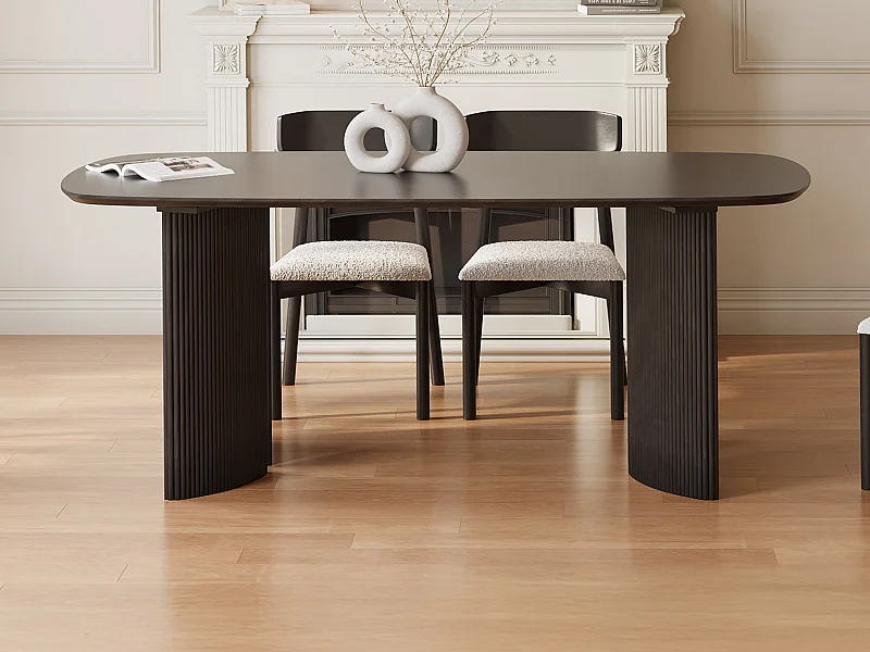 Table à manger 8 personnes en bois de manguier - Noir - TAMENIA de Maison Céphy