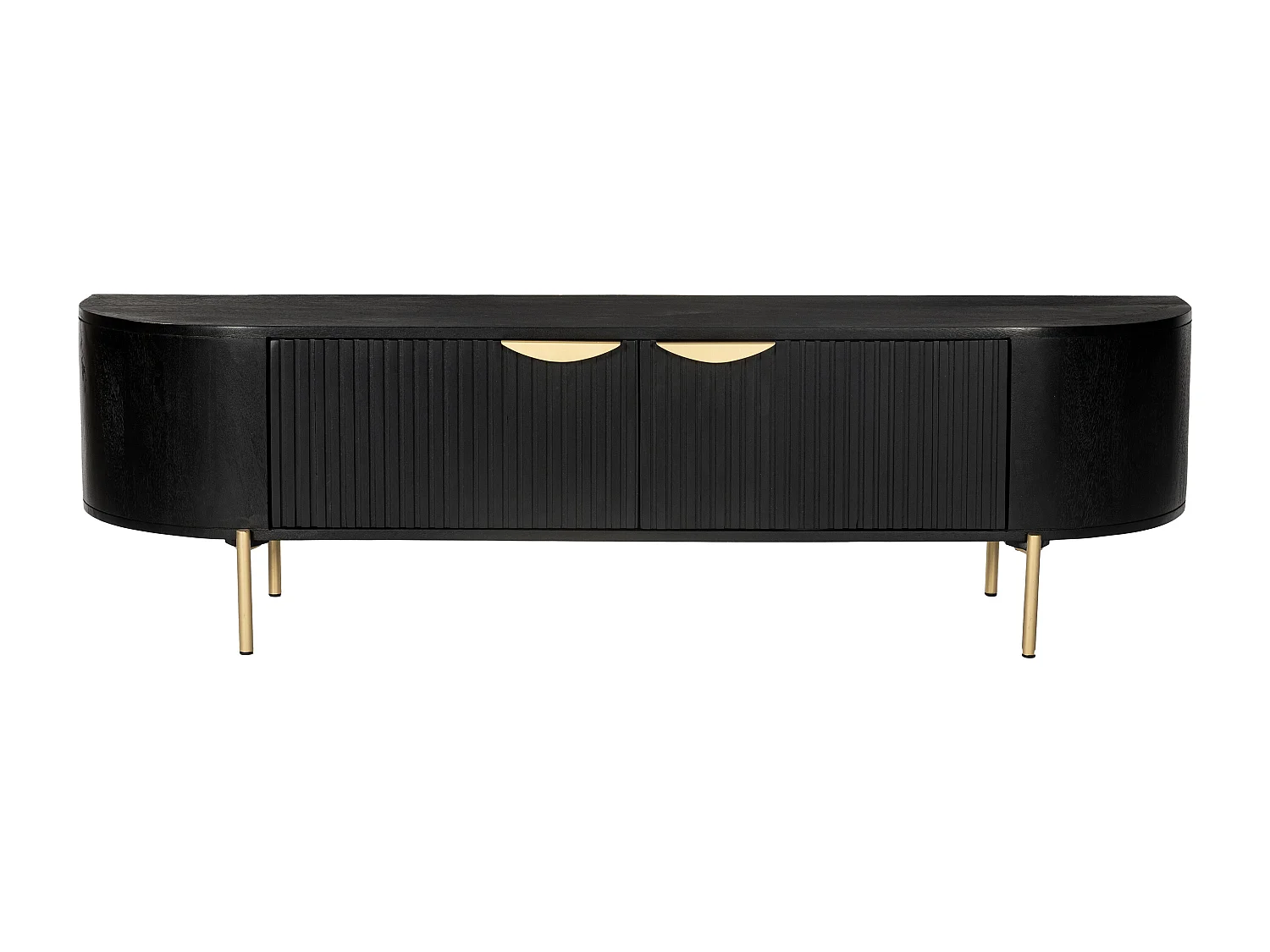 TV-möbel med 2 dörrar i mangoträ och förgylld metall - Svart - NEVILI från Maison Céphy