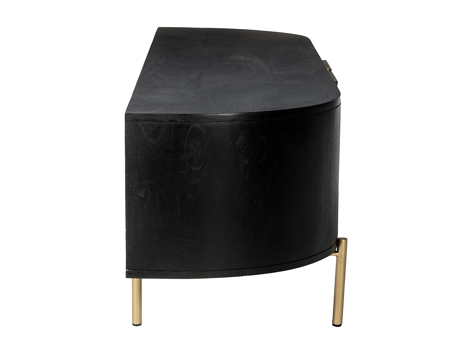 TV-möbel med 2 dörrar i mangoträ och förgylld metall - Svart - NEVILI från Maison Céphy