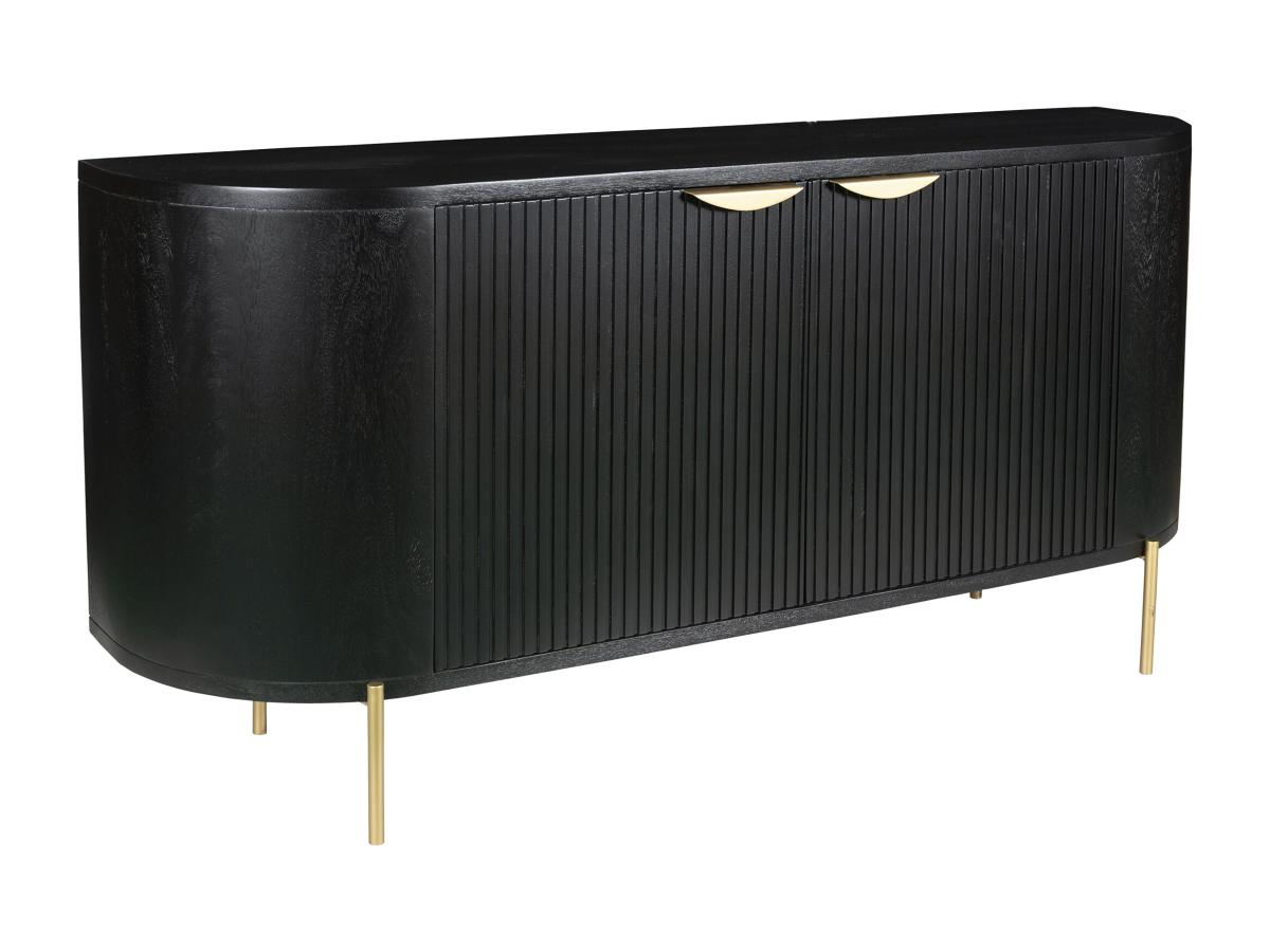 Sideboard mit 2 Türen - Mangoholz & goldfarbenes Metall - Schwarz - NEVILI günstig online kaufen