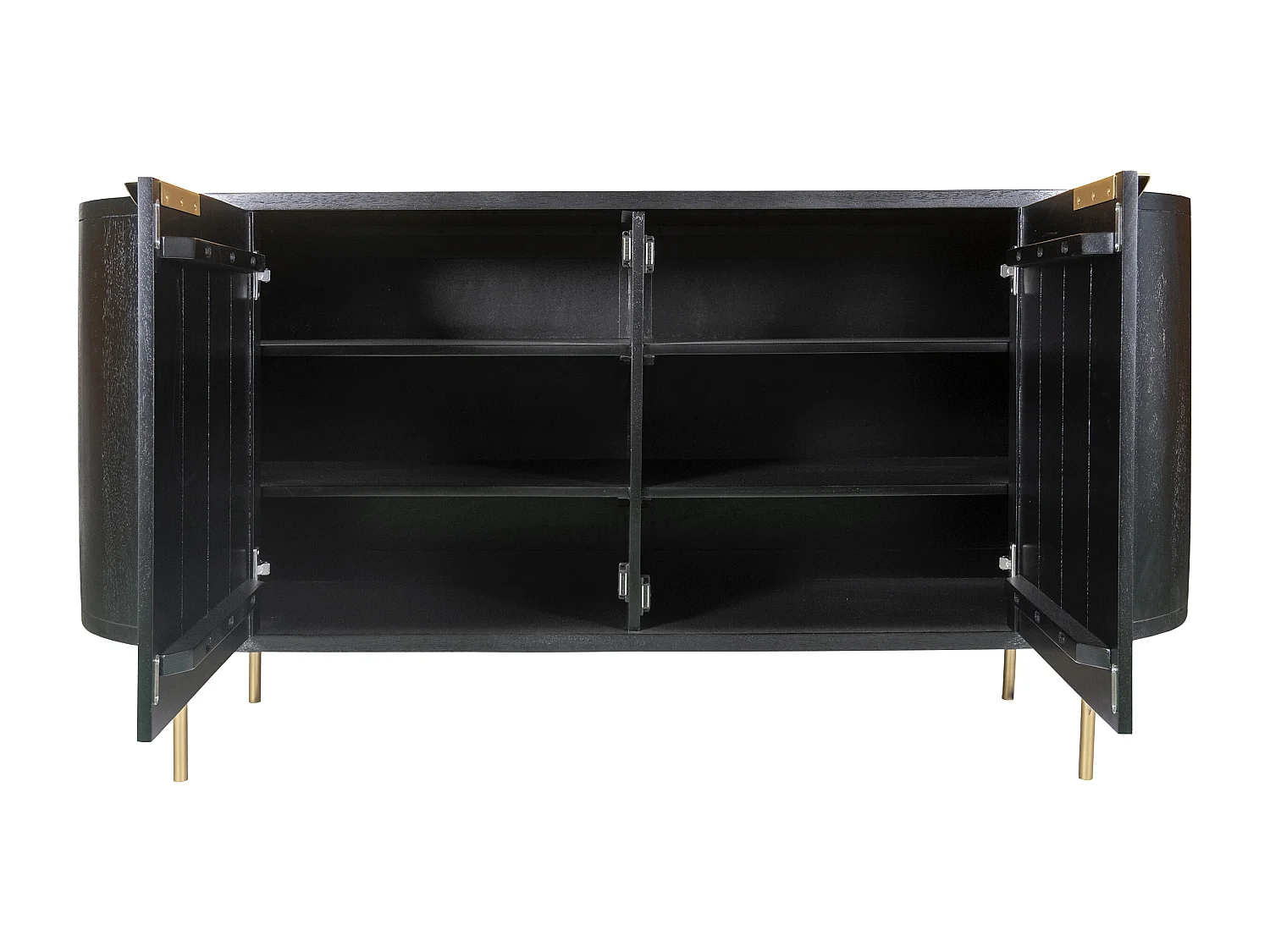 Buffet avec 2 portes en bois de manguier et métal doré - Noir - NEVILI de Maison Céphy