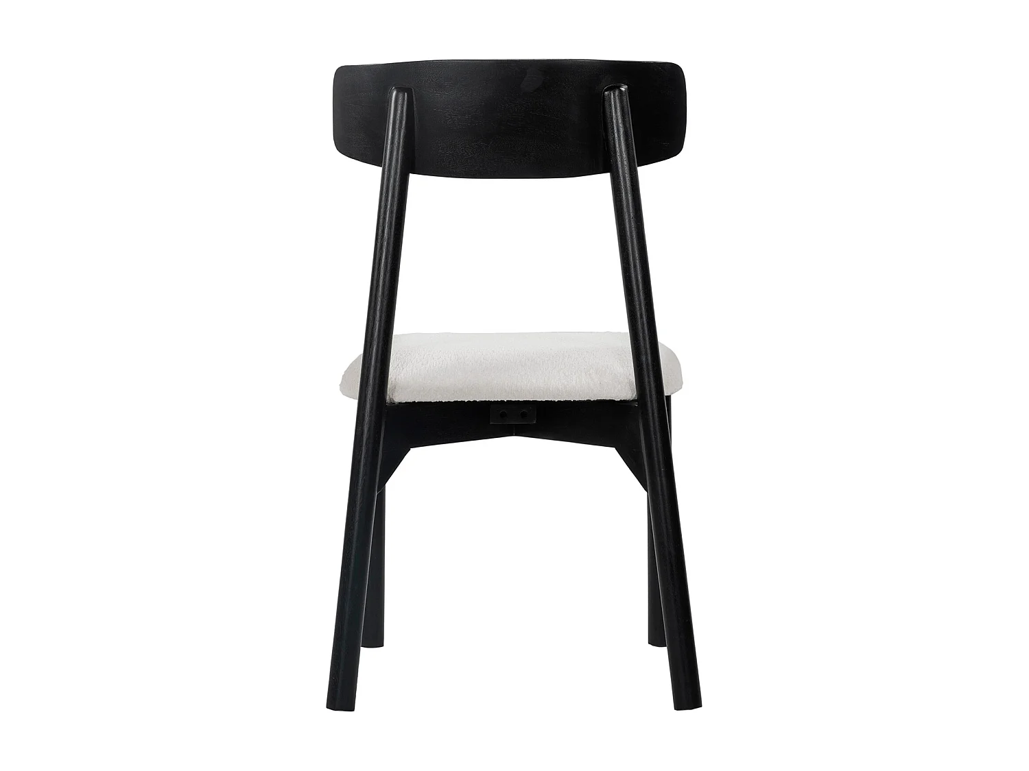 Lot de 2 chaises en tissu bouclette et bois de manguier noir - Blanc - TAMENIA de Maison Céphy