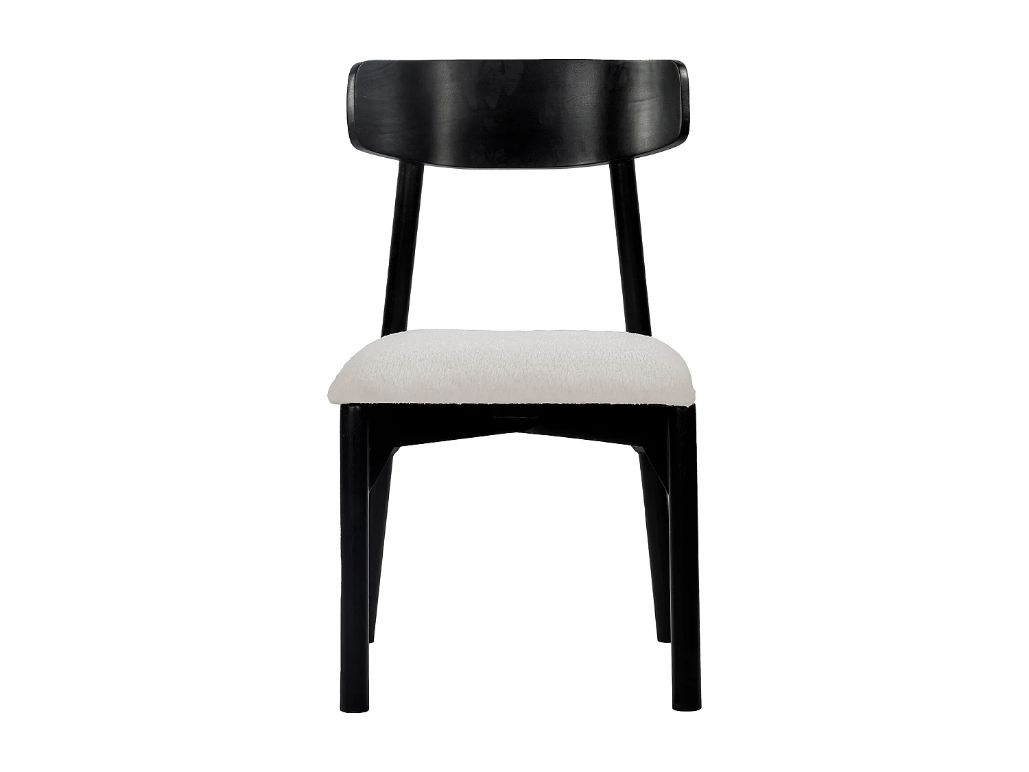 Lot de 2 chaises en tissu bouclette et bois de manguier noir - Blanc - TAMENIA de Maison Céphy