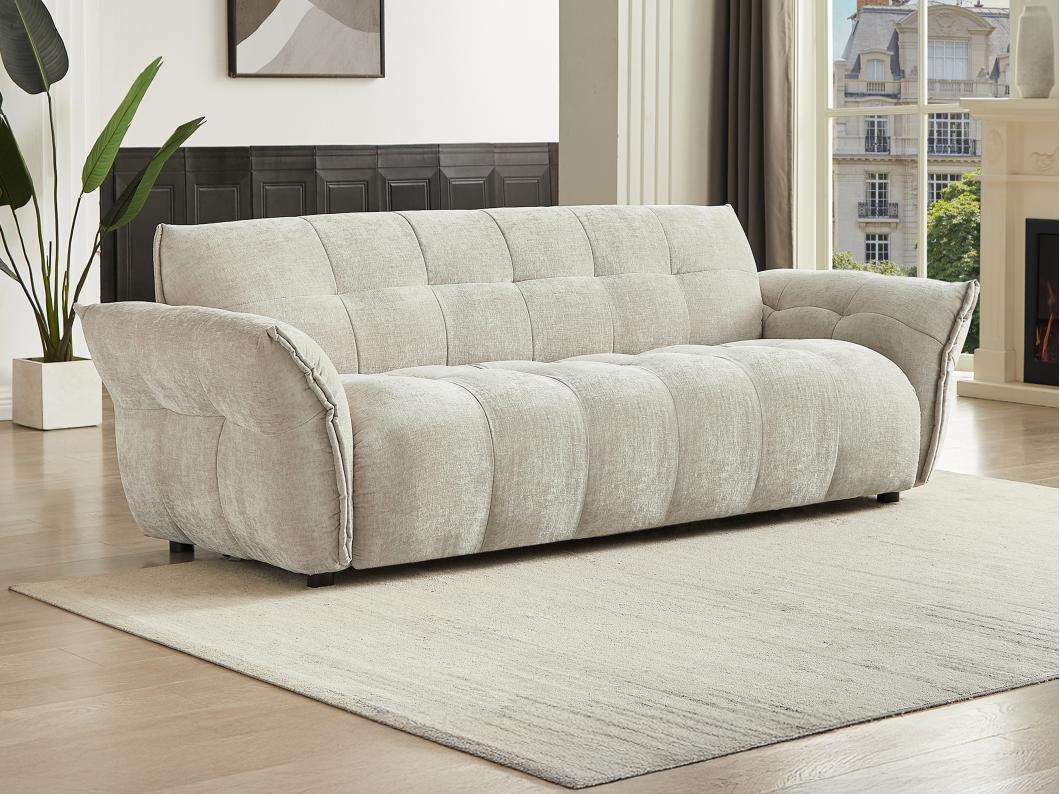 Sofa 3-Sitzer - melierter Stoff - Beige - NAPIZO