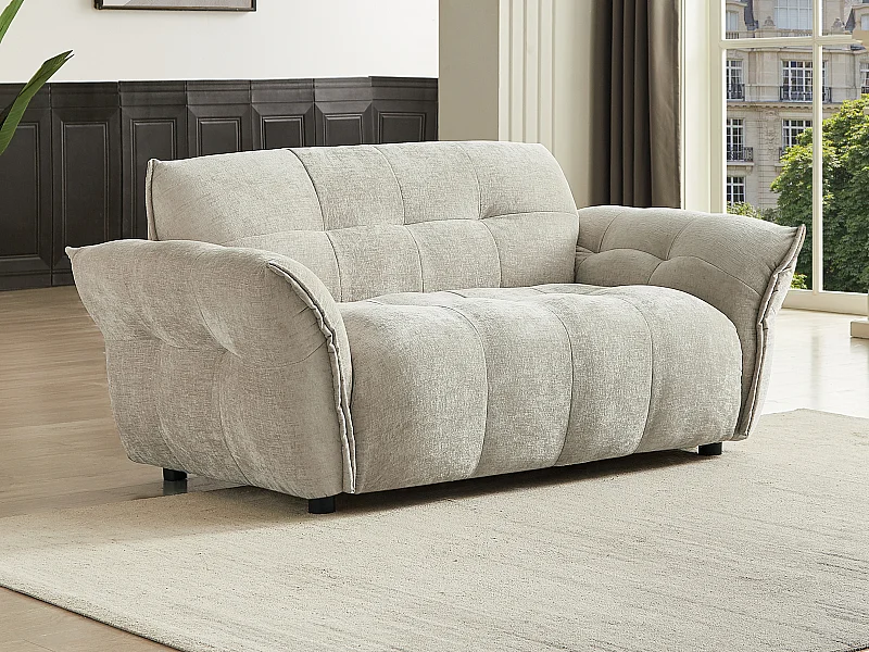 Canapé 2 places en tissu chiné beige NAPIZO