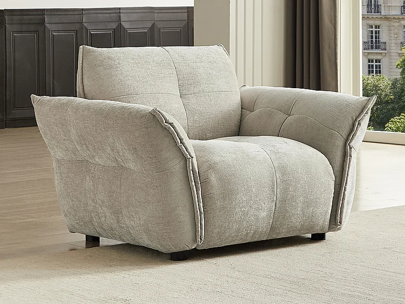 Sillón de tela jaspeado beige NAPIZO