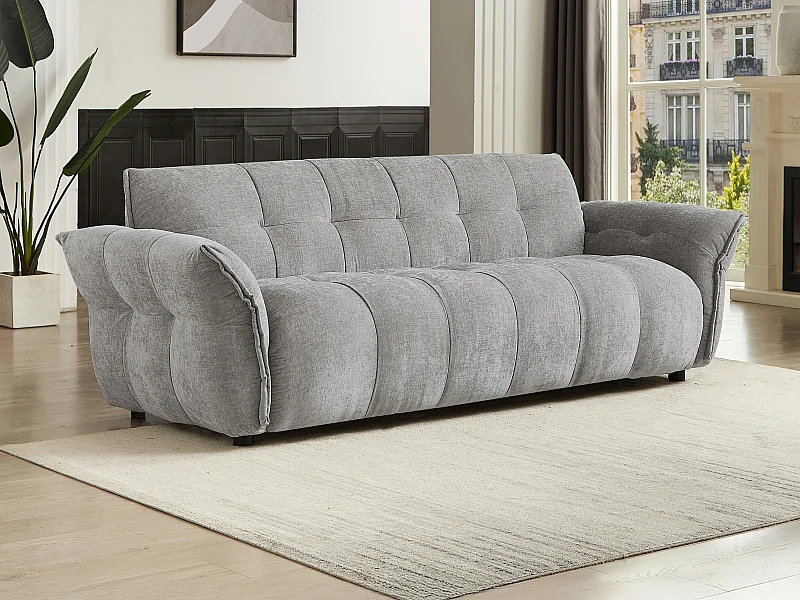 Canapé 3 places en tissu chiné gris NAPIZO