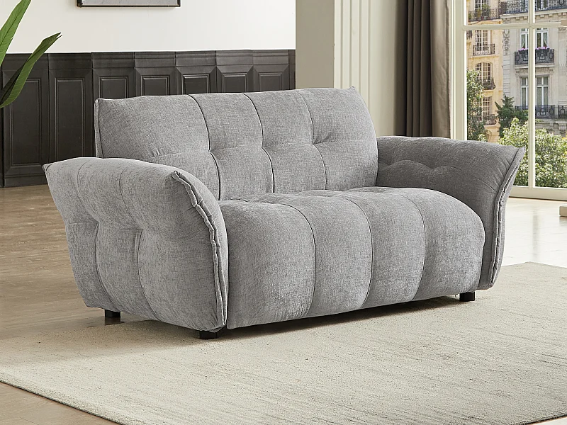 Sofa 2-Sitzer - melierter Stoff - Grau - NAPIZO