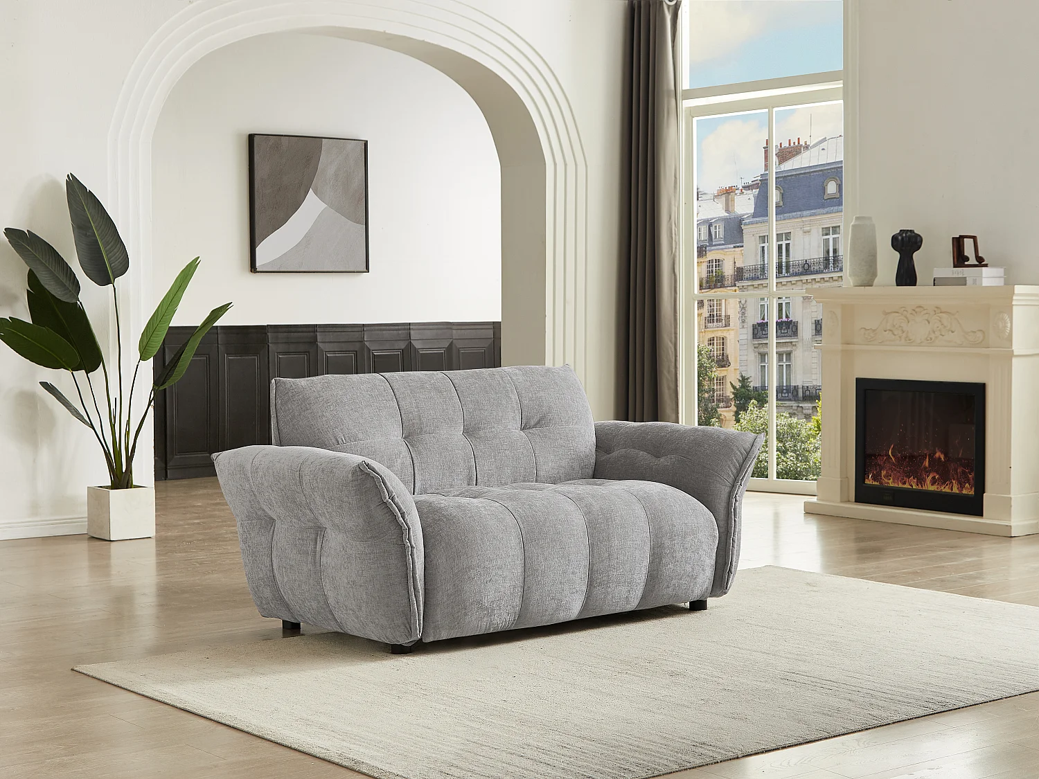 Divano 2 posti in Tessuto chiné Grigio - NAPIZO