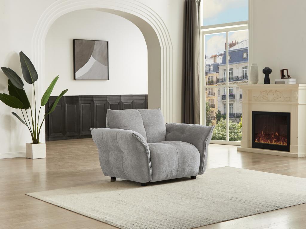 Fauteuil en tissu chiné gris NAPIZO