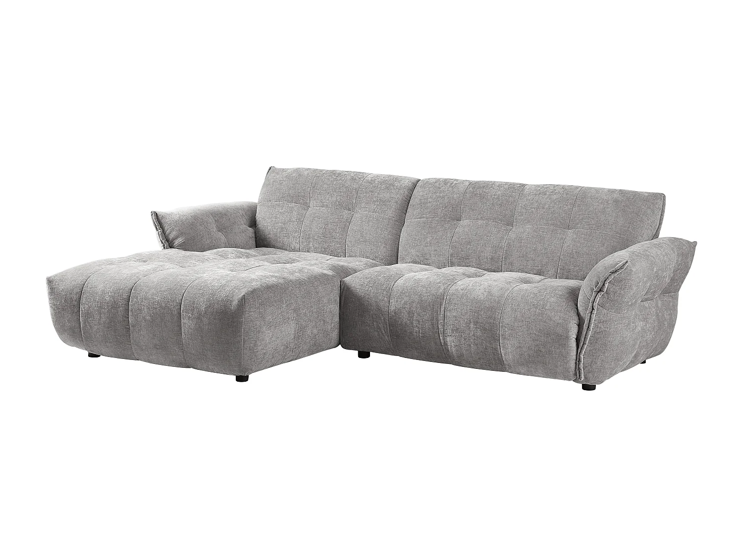 Canapé d'angle gauche en tissu chiné gris NAPIZO