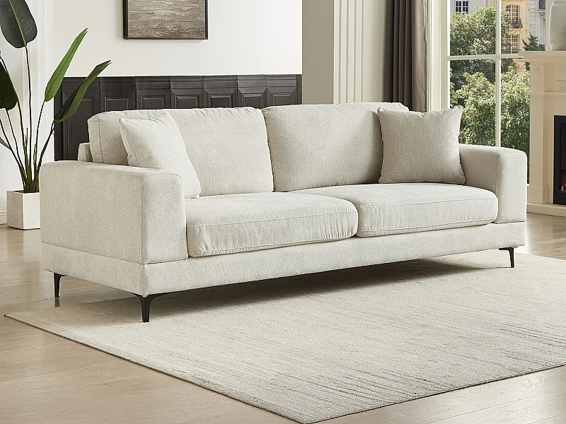 Sofa 3-Sitzer - Strukturstoff - Beige - JAMOLO