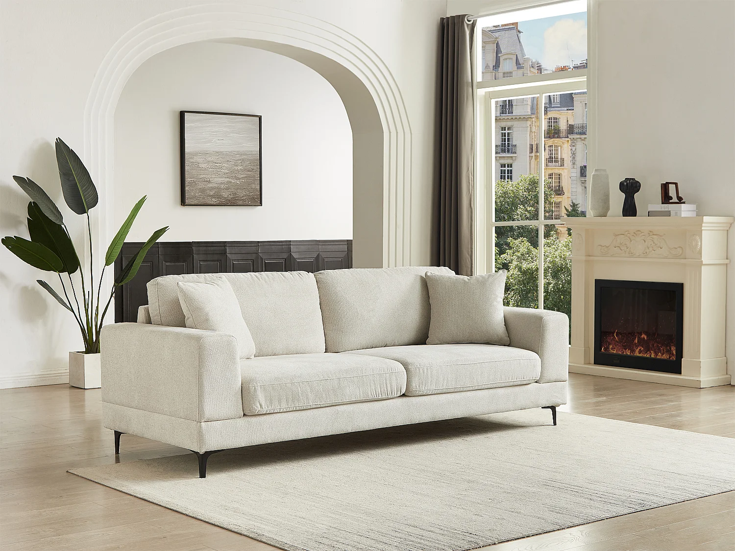 Canapé 3 places en tissu texturé beige JAMOLO
