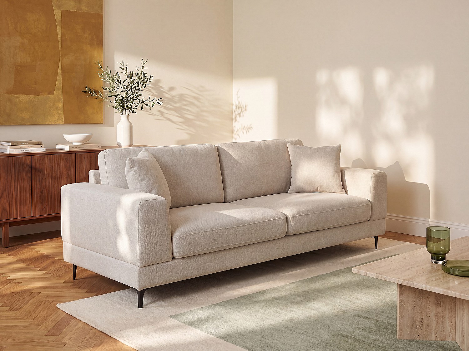 Canapé 3 places en tissu texturé beige JAMOLO